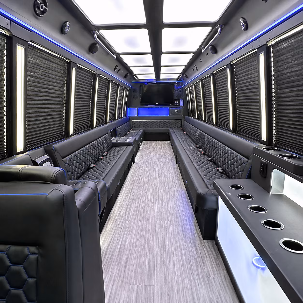 Huntington Beach Bachelor & Bachelorette Transportation party bus interior