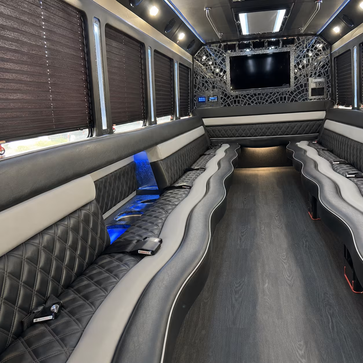 Huntington Beach Wedding Transportation party bus exterior