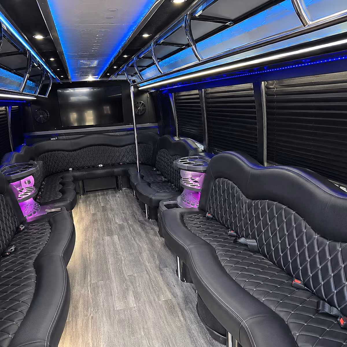 Huntington Beach Wedding Transportation party bus interior