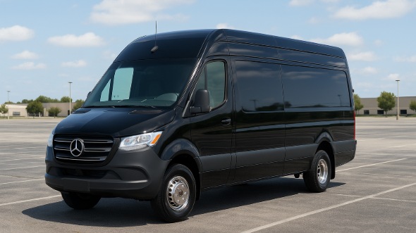 Exterior of Charter Bus Company Garden Grove's 14 Passenger Sprinter Limousine in Garden Grove