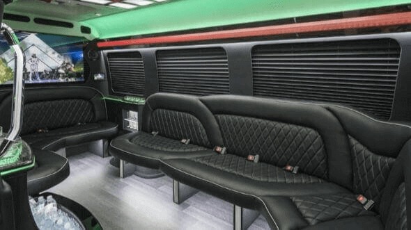 Interior of Charter Bus Company Cypress's 15 Passenger Party Bus in Cypress