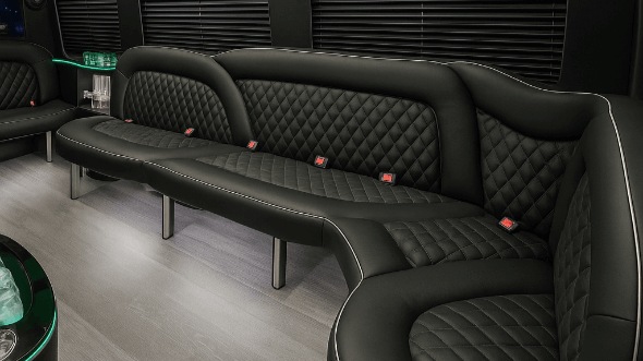 Interior of Charter Bus Company Anaheim's 18 Passenger Party Bus in Anaheim