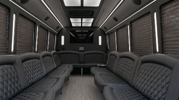 Interior of Charter Bus Company Newport Beach's 25 Passenger Party Bus in Newport Beach