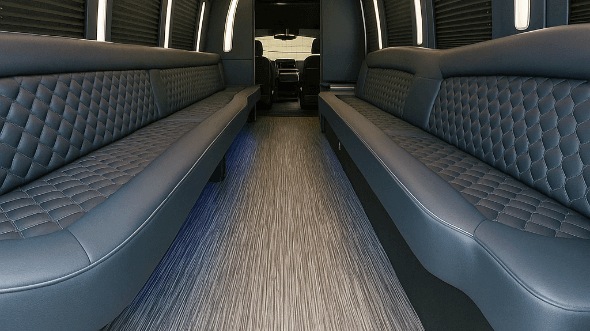 Interior of Charter Bus Company Tustin's 28 Passenger Party Bus in Tustin