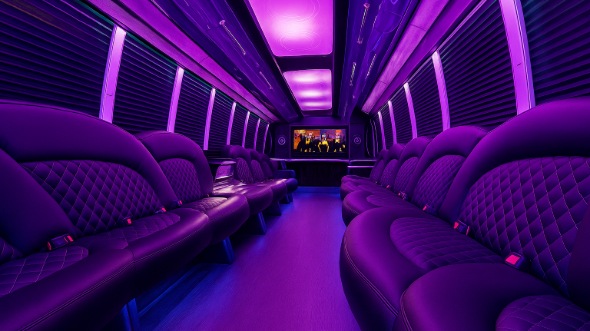 Interior of Charter Bus Company Westminster's 28 Passenger Party Bus in Westminster