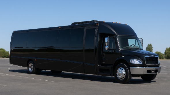 Exterior of Charter Bus Company Newport Beach's 28 Passenger Party Bus in Newport Beach