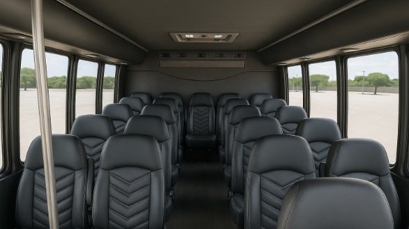 Interior of Charter Bus Company Huntington Beach's 30 Passenger Minibus in Huntington Beach
