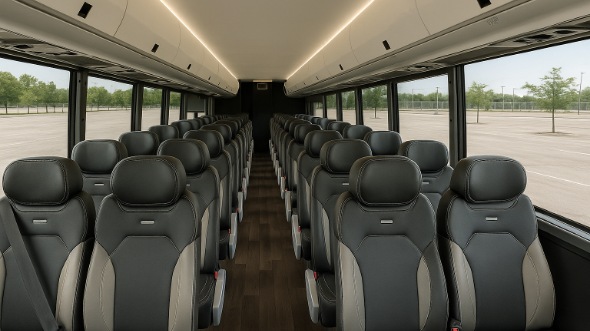 Interior of Charter Bus Company Huntington Beach's 35 Passenger Minibus in Huntington Beach