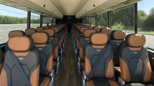 Interior of Charter Bus Company Huntington Beach's 40 Passenger Charter Bus in Huntington Beach