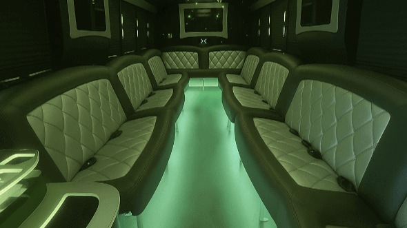 Interior of Charter Bus Company Newport Beach's 40 Passenger Party Bus in Newport Beach