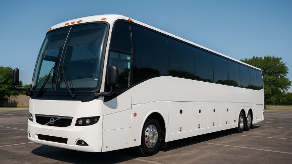 Exterior of Charter Bus Company Huntington Beach's 44 Passenger Charter Bus in Huntington Beach