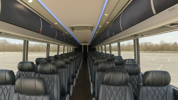 Interior of Charter Bus Company Huntington Beach's 44 Passenger Charter Bus in Huntington Beach
