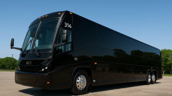 Exterior of Charter Bus Company Huntington Beach's 46 Passenger Charter Bus in Huntington Beach