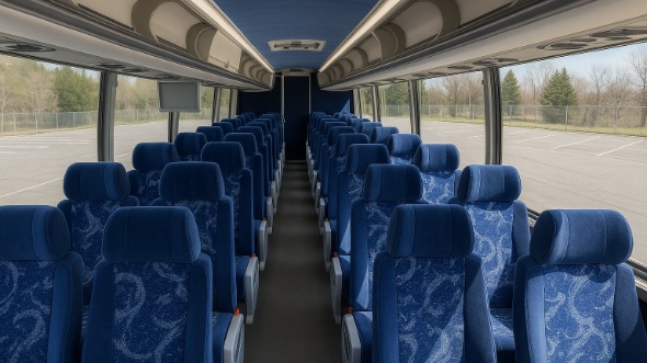 Interior of Charter Bus Company Huntington Beach's 46 Passenger Charter Bus in Huntington Beach