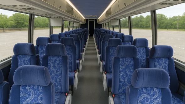 Interior of Charter Bus Company Huntington Beach's 47 Passenger Charter Bus in Huntington Beach