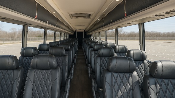 Interior of Charter Bus Company Huntington Beach's 48 Passenger Charter Bus in Huntington Beach