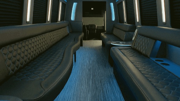 Interior of Charter Bus Company Santa Ana's 50 Passenger Party Bus in Santa Ana