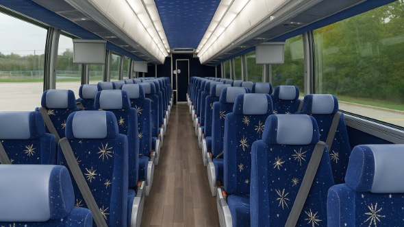 Interior of Charter Bus Company Huntington Beach's 54 Passenger Charter Bus in Huntington Beach