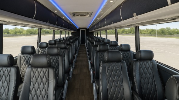 Interior of Charter Bus Company Huntington Beach's ADA Charter Bus in Huntington Beach